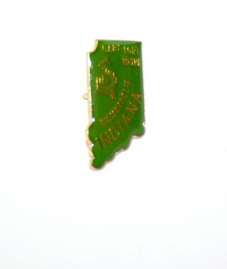 Vintage State Of Indiana Tourist Map Lapel Pin Tie Tac 1980s Nos