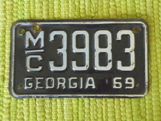 1969 Georgia Motorcycle License Plate Ga 69 Tag Mc 3983