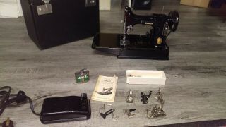 1952 Singer Featherweight 221 - 1 Portable Sewing Machine In Case W/ Accessories