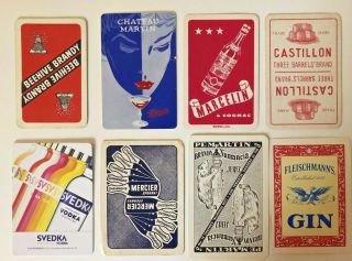 8 Vintage Playing Cards Alcohol Advertisements Chateau Martin/beehive/ Etc