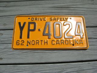 1962 62 North Carolina Nc License Plate Rare Tag