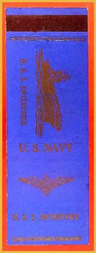 Nm Pre - War 1940s Uss Enterprise Cv - 6 - Us Navy Ship Diamond Matchbook Cover