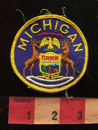 Vintage Michigan Coat Of Arms Patch - Buck Deer 70d4
