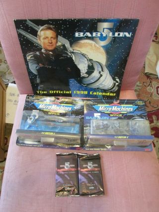 2 Micro Machines Babylon 5 And 2 Pack Trading Cards And 1 1998 Calendar