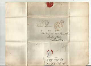 Stampless Folded Letter: 1843 Paris,  France To London,  England