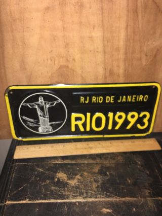 Rio De Janeiro Souvenir License Plate " Rio - 1993 "