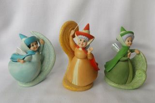 Disney Sleeping Beauty 3 Fairies Porcelain Ceramic Figurine Set Cond.