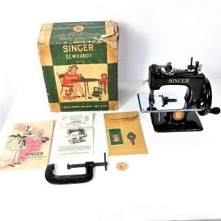 Singer Sewing Machine Mid Century Sew Handy Orig Box Clamp Bobbin Manuals