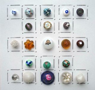 21 Antique Glass Charmstring Buttons