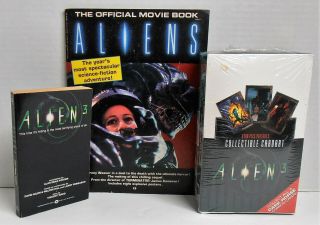 1992 Alien 3 Trading Cards Nib With Paperback And 1986 Official Movie Book