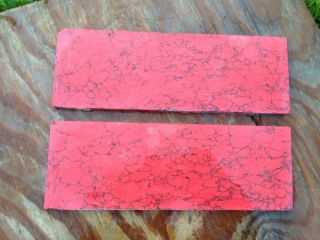 2 Slabs 1 Lb.  Of Red Synthetic Turquoise Rough For Carving Or Cutting