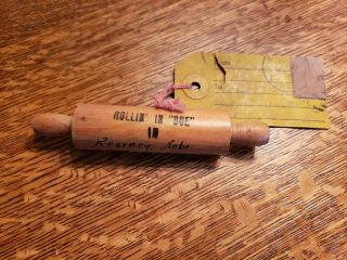 Vintage Wood Rolling Pin Kearney Ne Postcard Mailer Stamp Souvenir Rollin In Doe