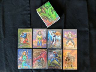 1993 Marvel Masterpieces Complete Set 8 Dyna - Etch,  Base 1 - 90