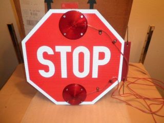 School Bus Electric Stop Sign With Lights Daycare Truck Van Safety Gate Sign