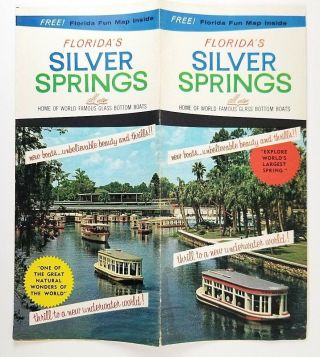 Vintage Travel Brochure Silver Springs Florida Glass Bottom Boats Map 1965