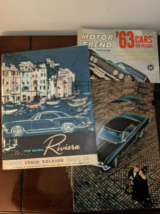 1963 General Motors Buick Riviera Press Release Kit: Brochures Photos Promo Very