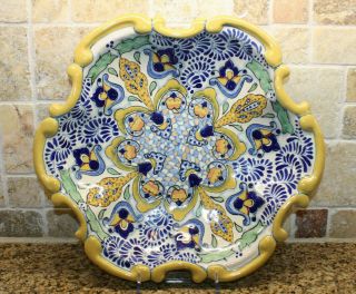 Ysauro Uriarte Puebla Mexico Talavera Pottery 14 " Decorative Platter Bowl