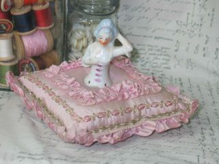 Antique Marie Antoinette Half Doll Pin Cushion - Art Deco Flapper Porcelain Doll