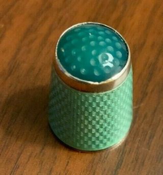 Sterling And Guilloche Thimble With Glass Top