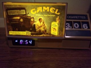 Camel Lights Cigarettes 1984 Light Up Clock & Cigarette Price Sign All