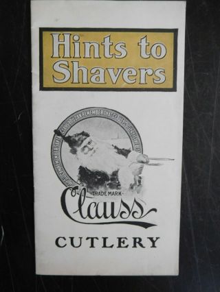 Vintage Clauss Pocket Knife Straight Razor Cutlery Co Xmas Santa Claus Booklet
