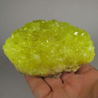 4.  1 " Yellow Sulfur Crystals Cluster - El Desierto Mine,  Bolivia