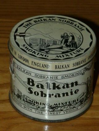 Vintage Balkan Sobranie Smoking Mixture Tobacco 2 Oz Round Empty Tin - England