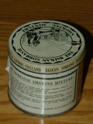 Vintage Balkan Sobranie Smoking Mixture Tobacco 2 oz Round Empty Tin - England 3