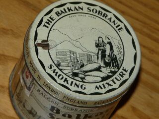 Vintage Balkan Sobranie Smoking Mixture Tobacco 2 oz Round Empty Tin - England 5