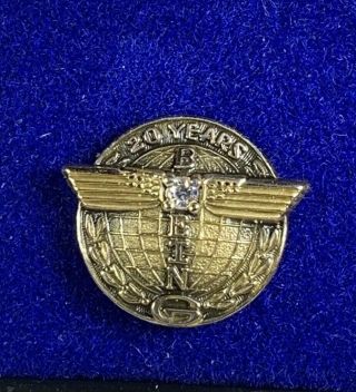 Vintage Boeing 20 Years Service Pin W/ Diamond,  1/10 10k Gold Filled