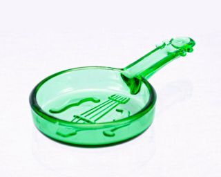 Vintage Mid - Century L.  G.  Wright Green Glass Banjo Style Ashtray