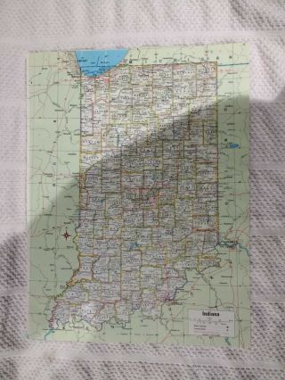 1990 Map Of Indiana - Major Limited Access Highways In Red & Labelled