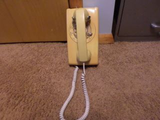 Vintage Rotary Telephone Bell System By Western Electric Rare Yellow Wall Phone