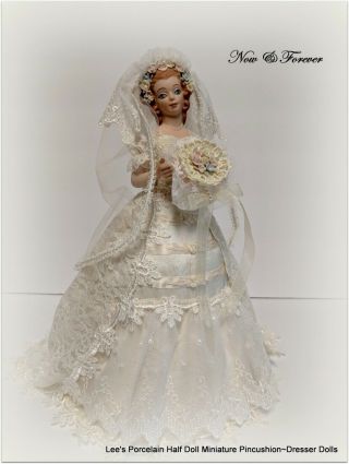 Porcelain Doll,  Half Doll,  Boudoir Doll,  Edwardian Victorian Bride Doll