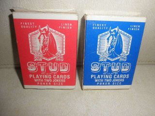 2 Stud Vintage Playing Cards W/jokers; Walgreens Blue,  Red Deck Cards