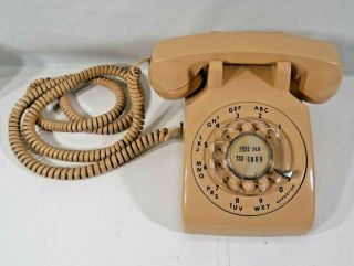 Vintage Biege 1983 " Itt " Rotary Dial Desk Top Telephone