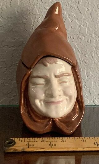 Vintage Hooded Figural Monk Or Friar Head Tobacco Jar/humidor Victoria Porcelain