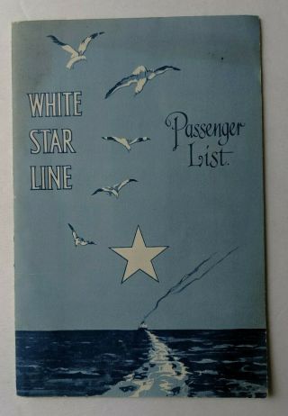 1930 Rms Homeric White Star Line 3rd Class Tourist Passenger List Booklet