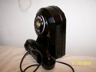 Vintage Keystone Wall Mount Black Rotary Phone For Repair Or Parts