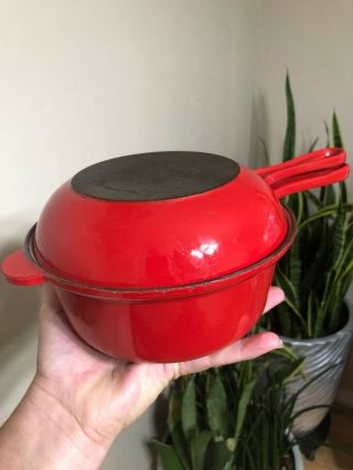 Le Creuset Red Enamel Cast Iron 18 Pot And Pan Lid Combo France