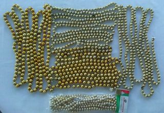 Vintage Gold Mercury Glass Beads Christmas Garland 5 Strands 525 " Total Length