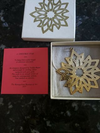 1977 Christmas Star Moma Metropolitan Museum Sterling Gold Ornament Sondra Mayer