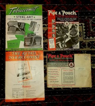 ●three Vintage Magazines: The Retail Tobacconist 1949 Pipe & Pouch 1937 Tobacco