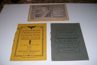 3 - Antique Norwegian Hardanger Books W/designs & Instructions