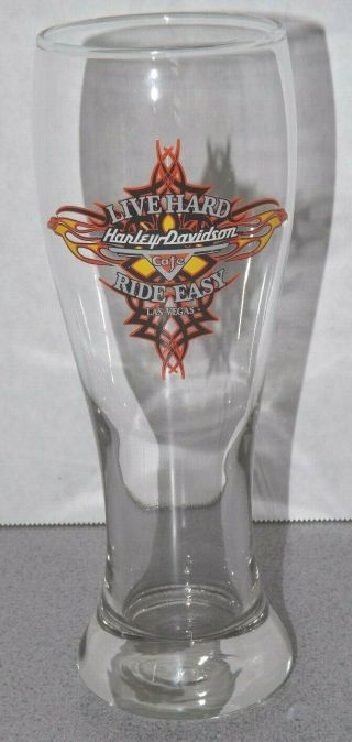 Harley Davidson Live Hard Ride Easy Las Vegas Nevada Nv Cafe Pilsner Beer Glass