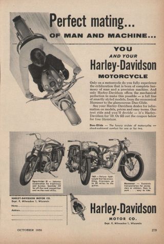(13) Vintage 1926 - 58 Harley Davidson Motorcycles Print Ads