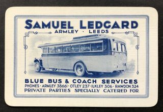 Vintage Swap / Playing Card - Advertising - Samuel Ledgard - Bus & Coach Services