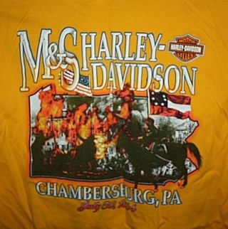 Harley Davidson Shirt Mens Size Xl Civil War Burning Of Chambersburg Pa - Hh=