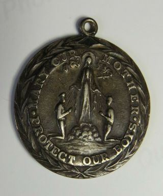 VINTAGE WW II STERLING MEDAL MARY OUR MOTHER PROTECT OUR BOYS/ST CHRISTOPHER 2