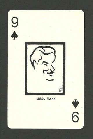 Errol Flynn 1940s Brown Derby Restaurant Film Star Caricature Playing Card